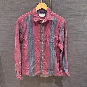 Urban Outfitters Burgundy and Blue Striped Shirt